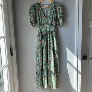 Xirena Camelia Floral Midi Dress Green